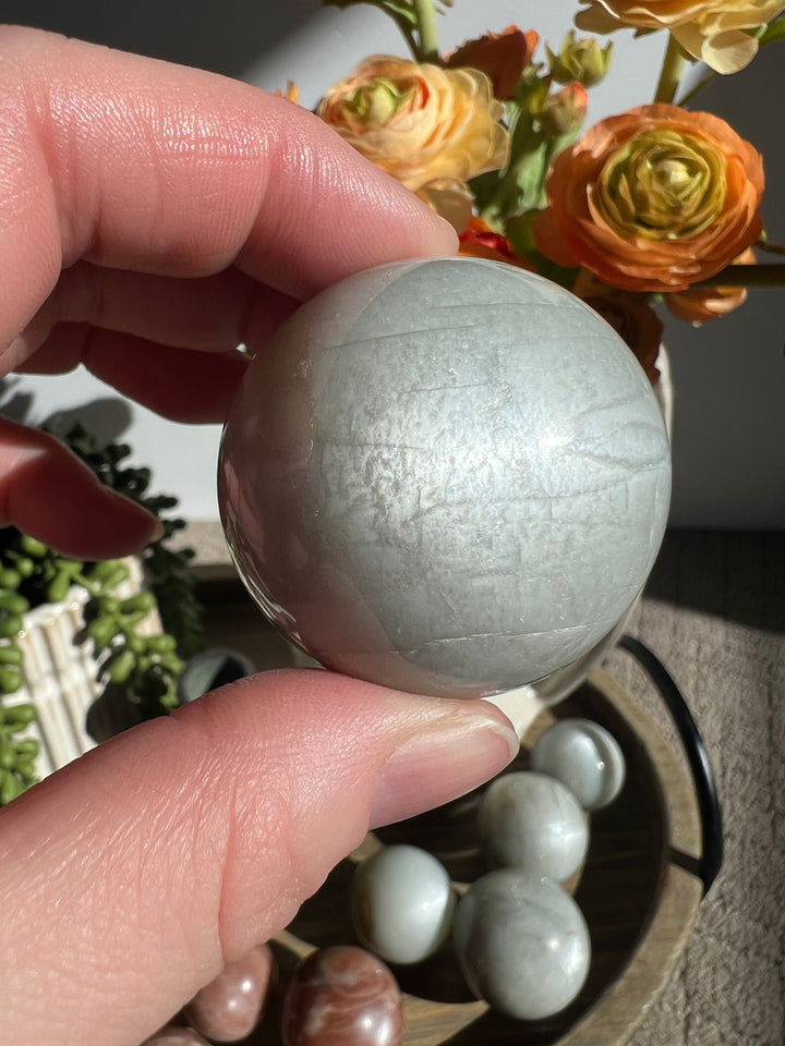 Silver Flash Moonstone Sphere | 41mm (2)