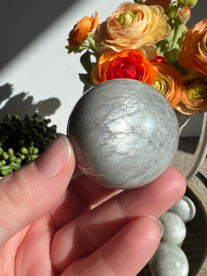 Silver Flash Moonstone Sphere | 42mm (10)