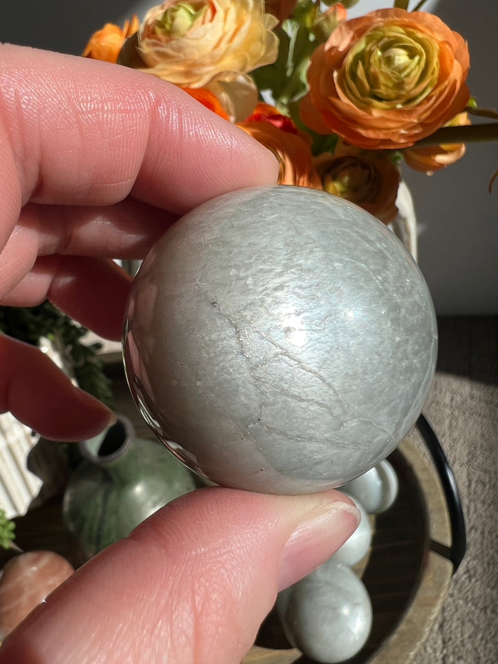 Silver Flash Moonstone Sphere | 43mm (1)