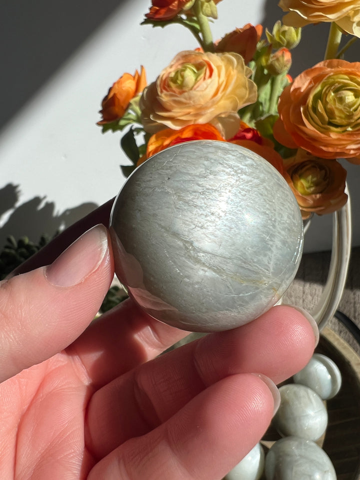 Silver Flash Moonstone Sphere | 41mm (13)