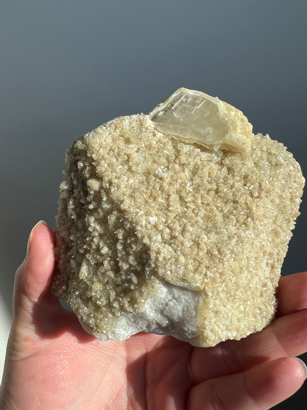 Danburite coated in Calcite and Quartz Sugar