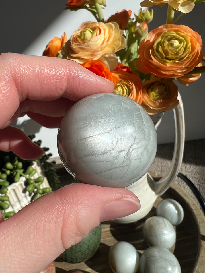 Silver Flash Moonstone Sphere | 39mm (7)