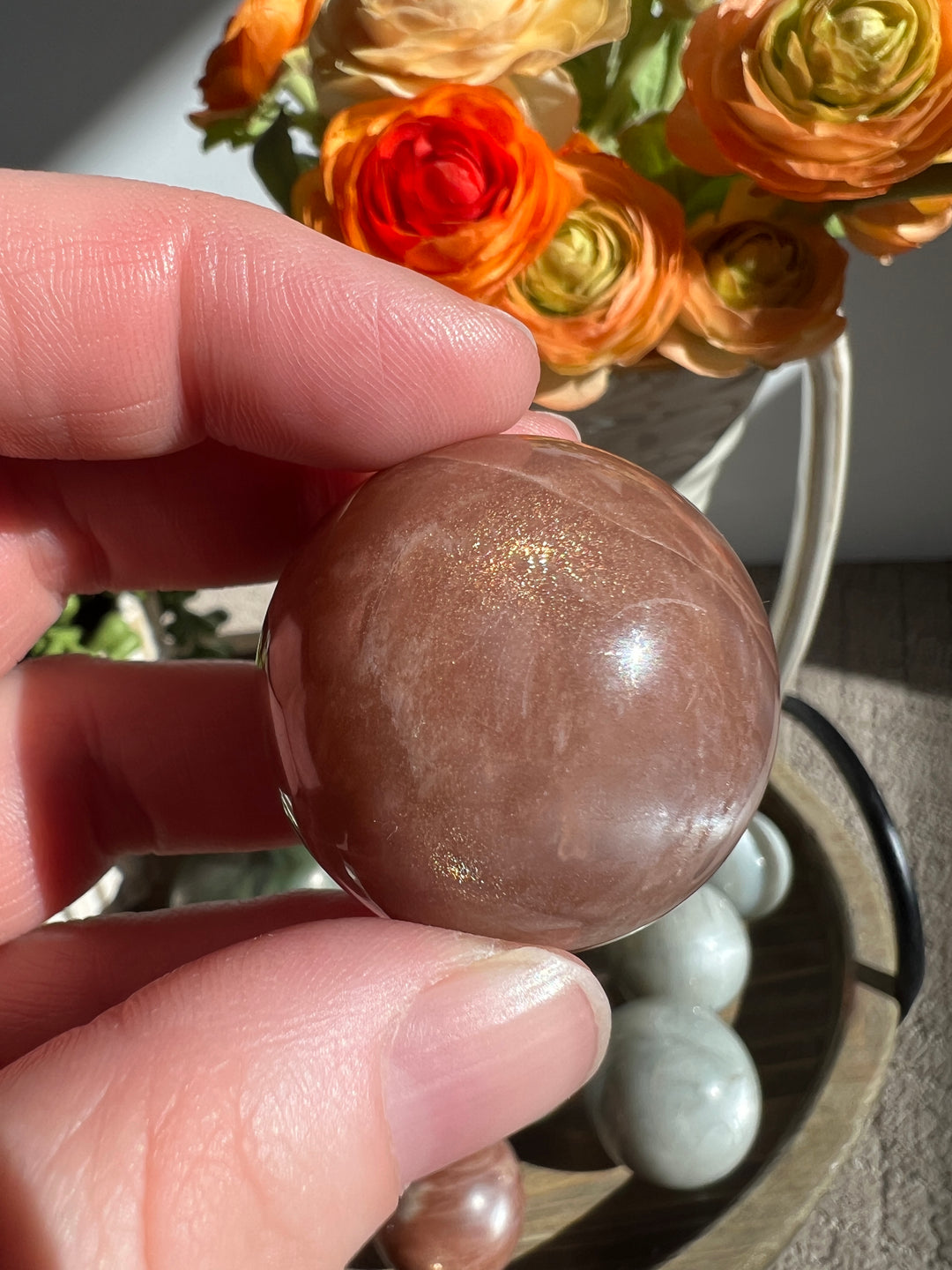 Peach Sunstone/Moonstone Sphere | 36mm (13)