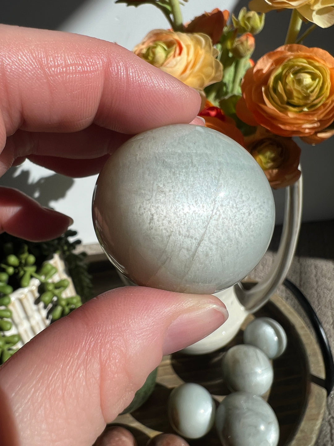 Silver Flash Moonstone Sphere | 38mm (15)