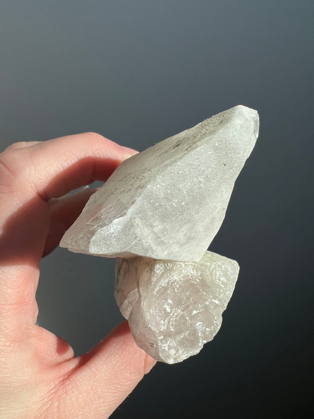 Danburite coated in Quartz with glittery Pyrite