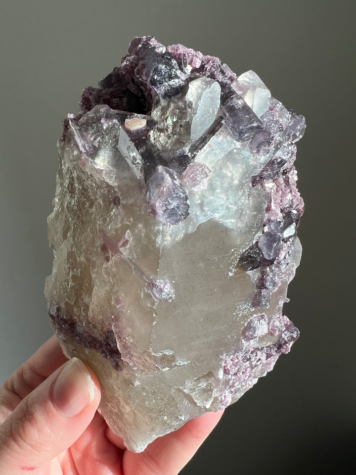 Tourmaline Coated Citrine with Lepidolite (2)