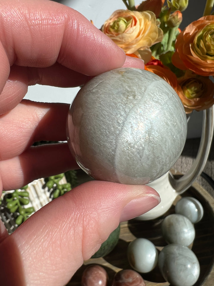 Silver Flash Moonstone Sphere | 41mm (13)