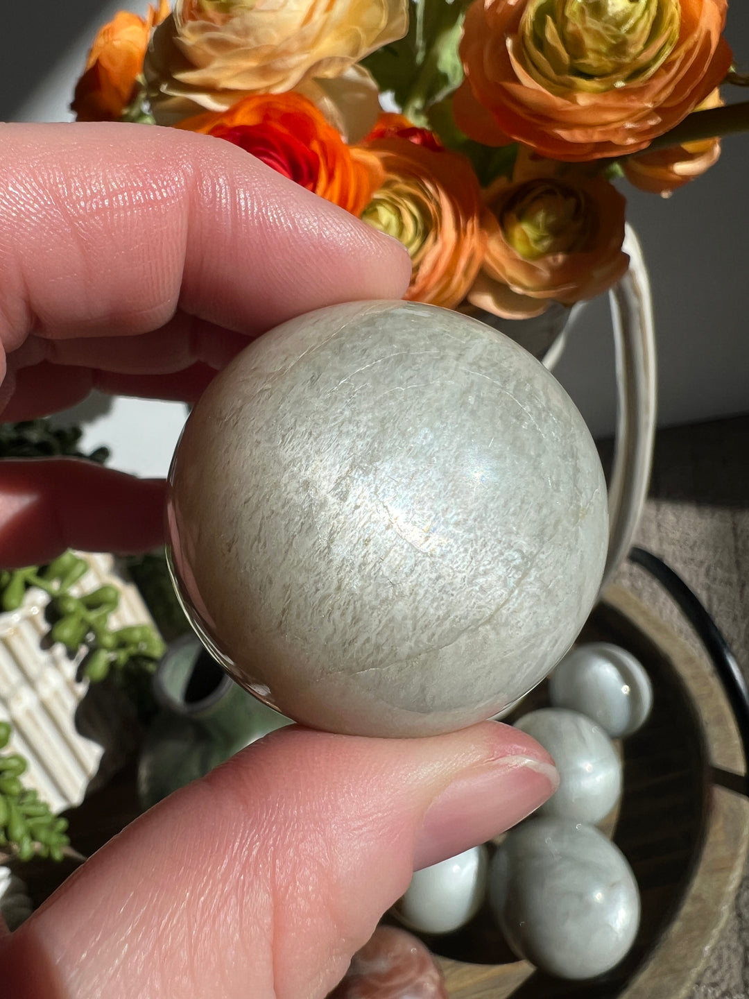 Silver Flash Moonstone Sphere | 40mm (9)