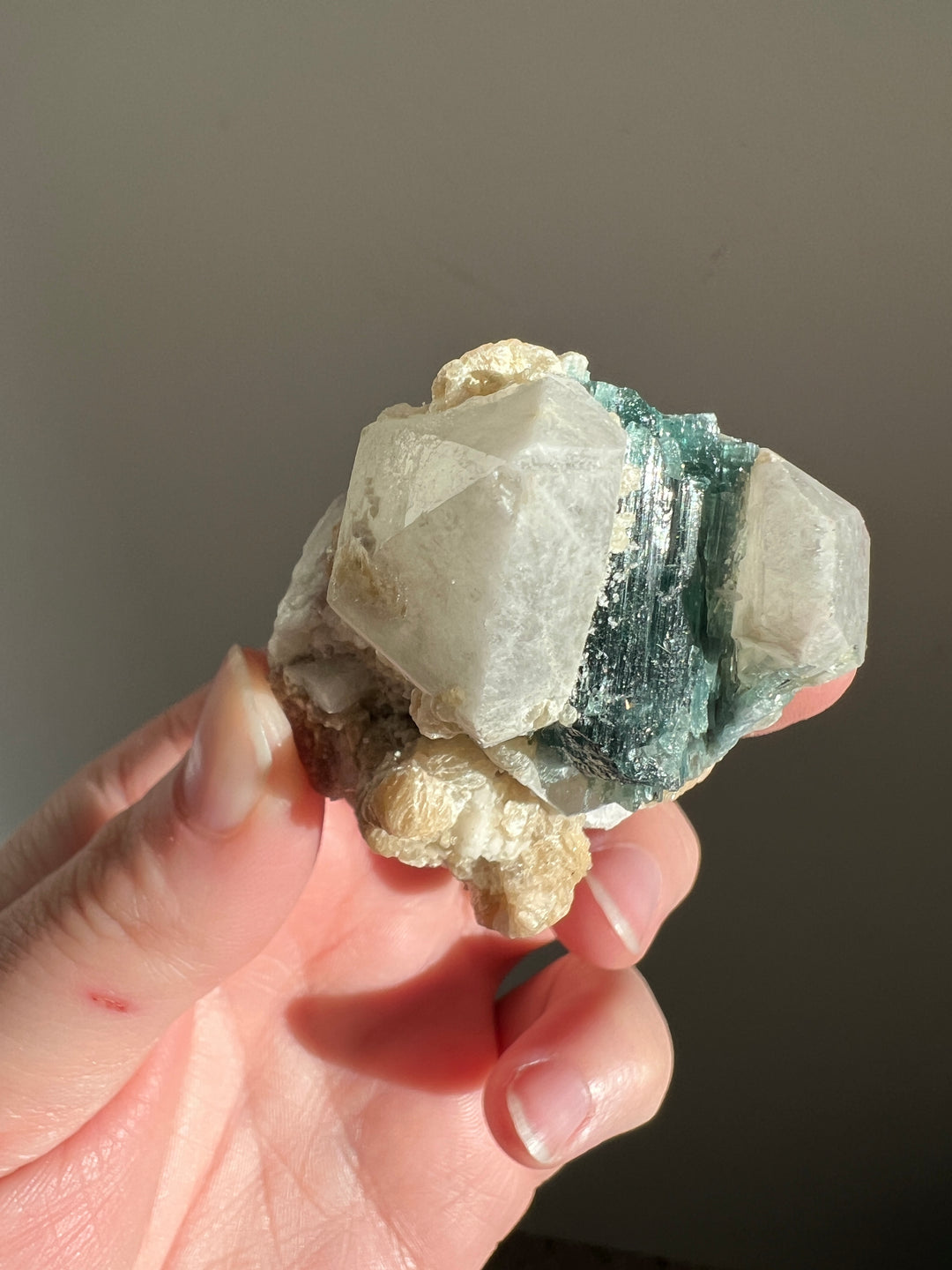 Blue Tourmaline on Quartz Cluster