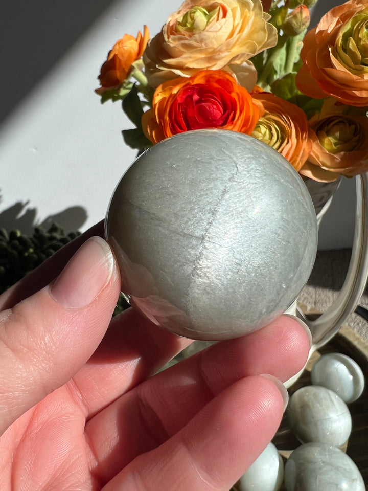 Silver Flash Moonstone Sphere | 48mm (3)