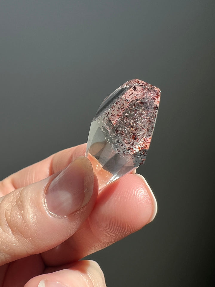 Sparkly Red Hematite in Quartz Tower (5) *not self standing