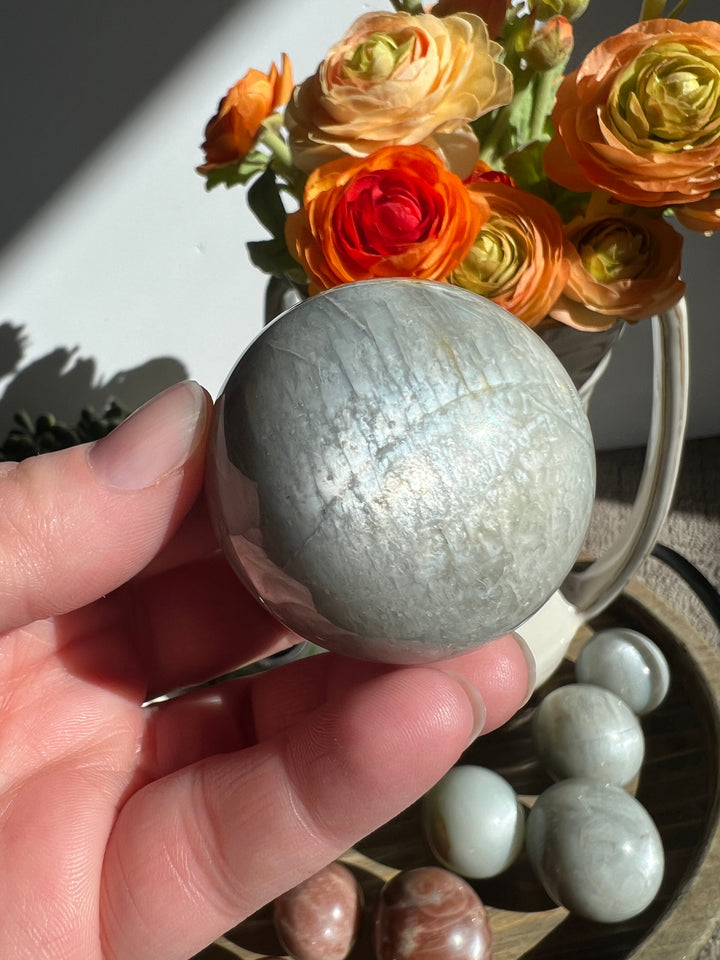 Silver Flash Moonstone Sphere | 41mm (8)