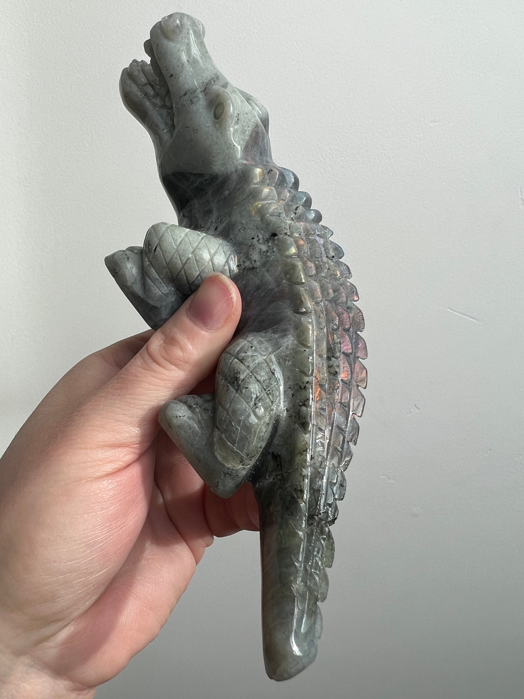 Labradorite Alligator Carving Repaired