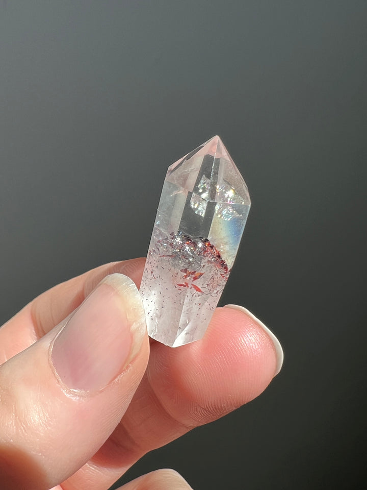 Sparkly Red Hematite in Quartz Tower (2)