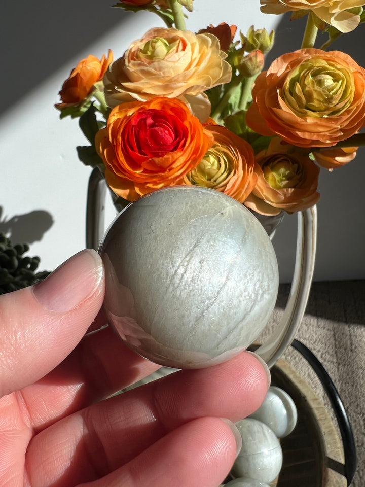 Silver Flash Moonstone Sphere | 42mm (12)