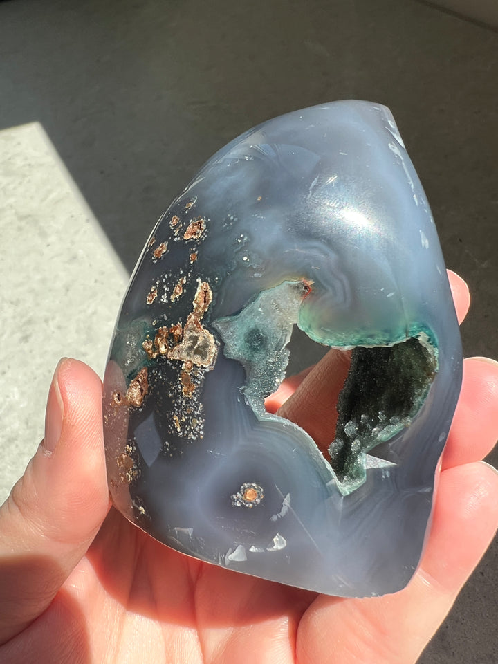 Agate Flame w/ glittery druzy | 162g