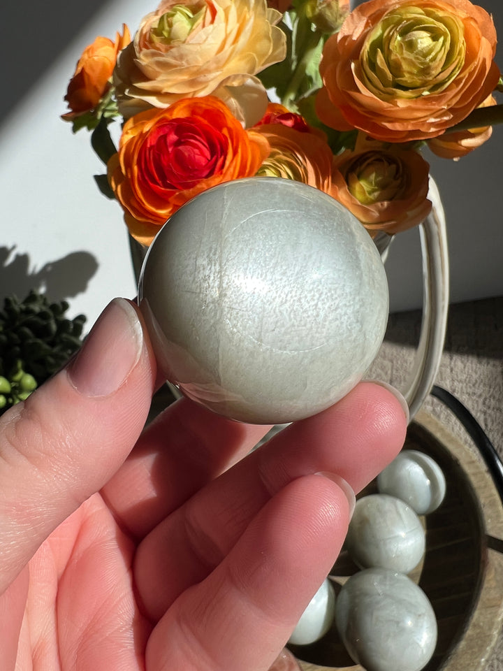 Silver Flash Moonstone Sphere | 40mm (9)