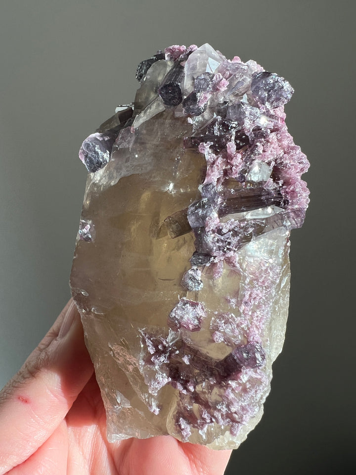 Tourmaline Coated Citrine with Lepidolite (2)