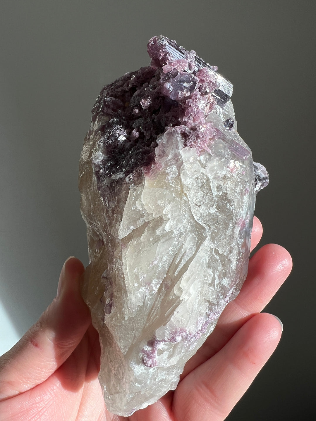 Tourmaline Coated Citrine with Lepidolite (2)