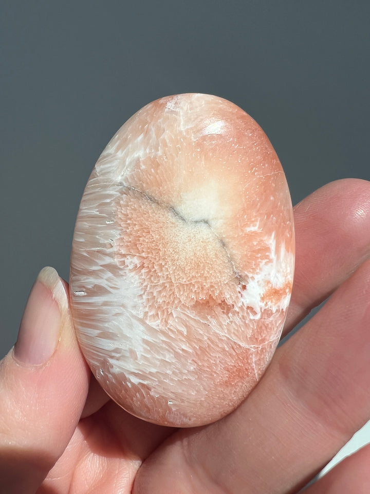 Peach Scolecite Palmstone (2)