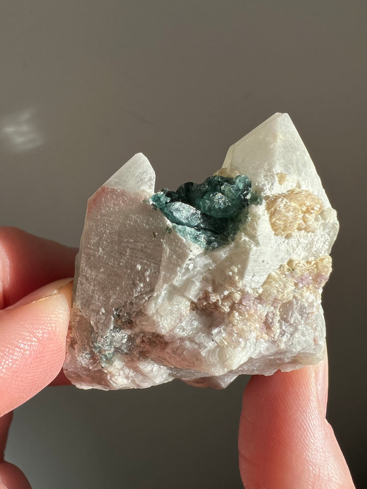 Blue Tourmaline on Quartz Cluster