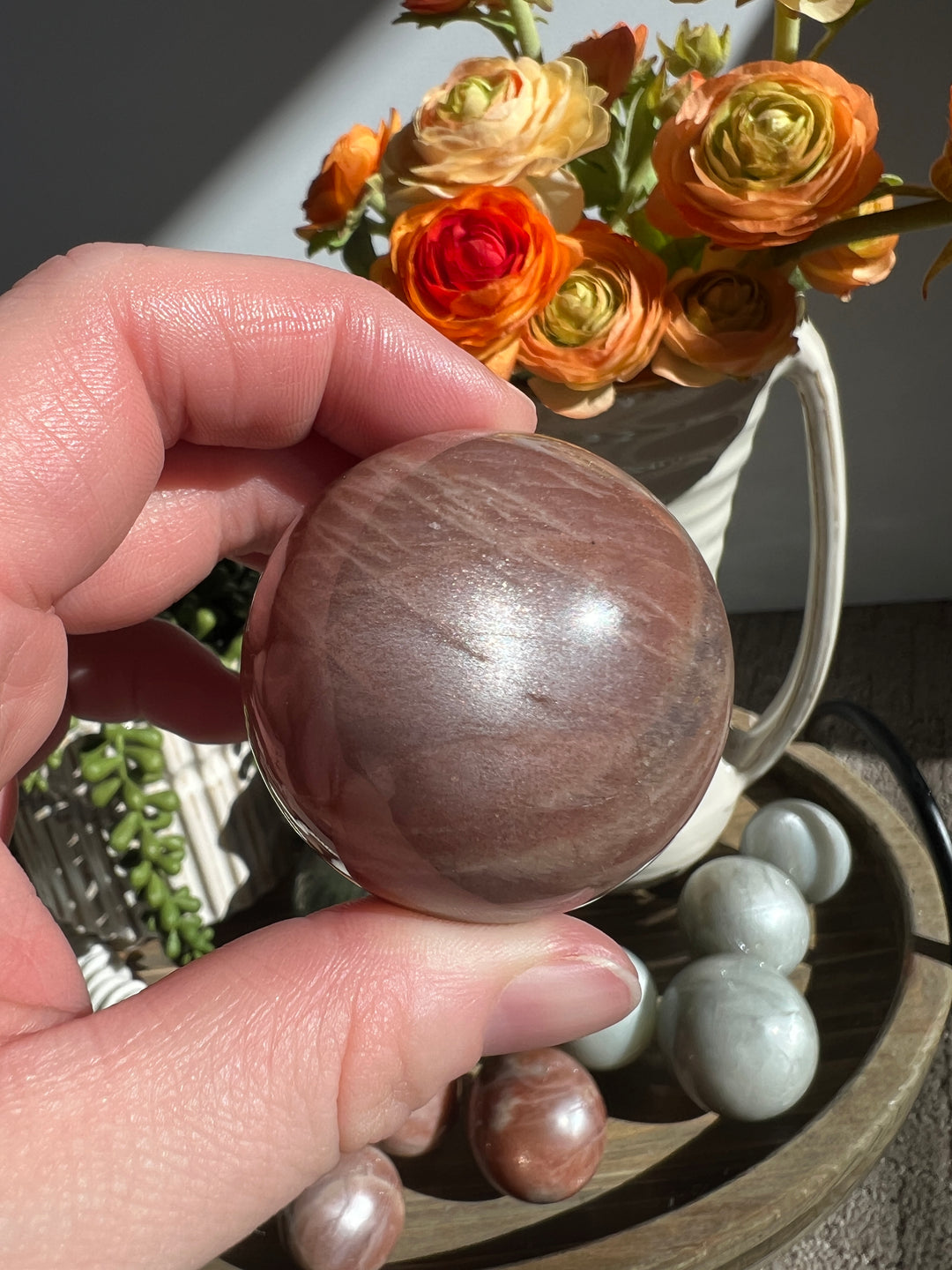 Peach Sunstone/Moonstone Sphere |45mm (1)