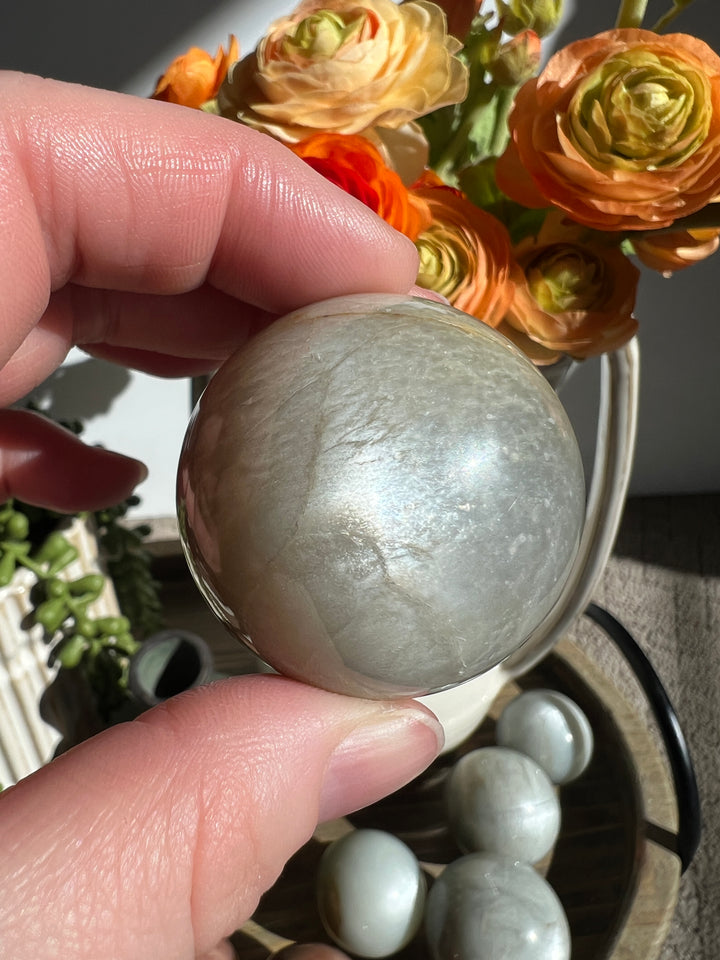 Silver Flash Moonstone Sphere | 42mm (12)