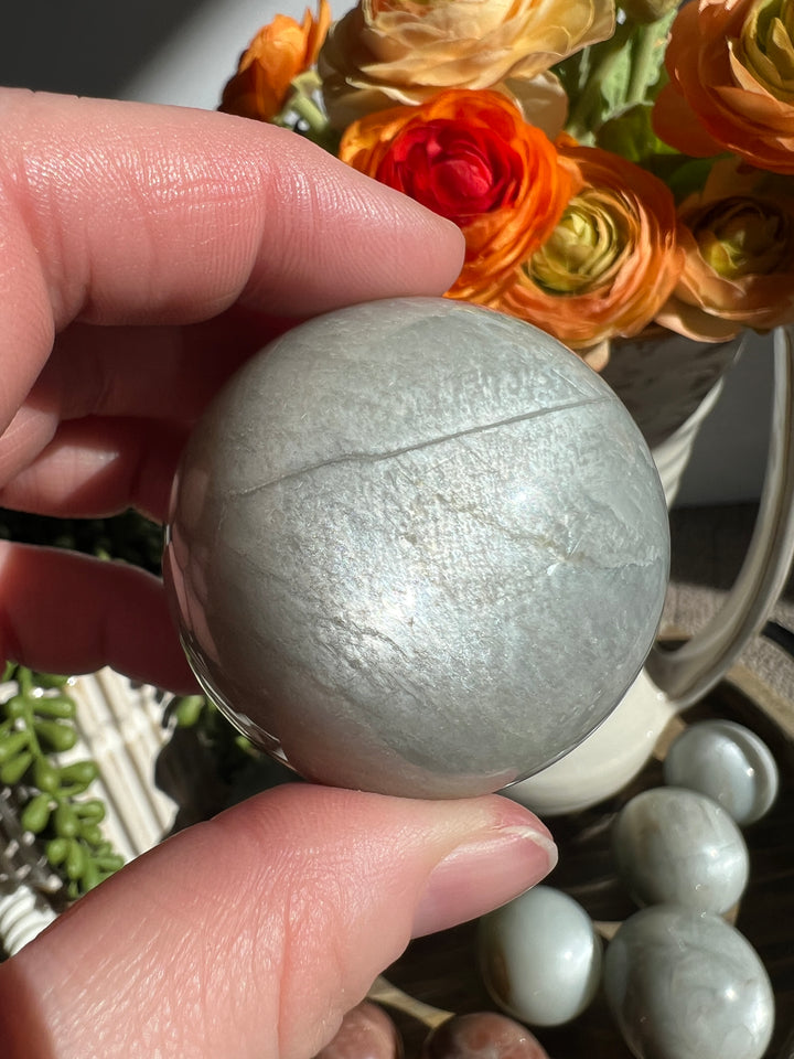 Silver Flash Moonstone Sphere | 48mm (3)