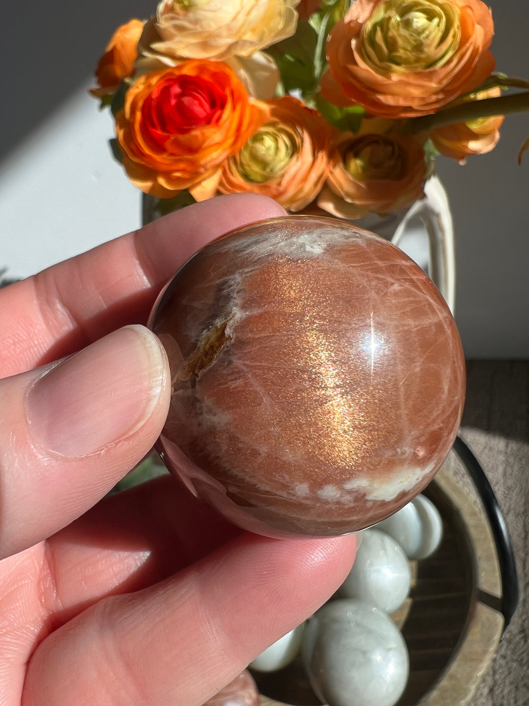 Peach Sunstone/Moonstone Sphere | 40mm (10)