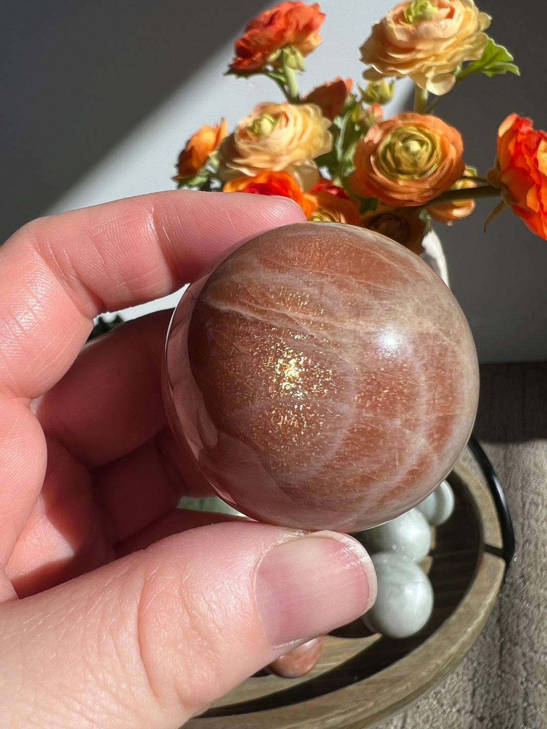 Peach Sunstone/Moonstone Sphere | 44mm (4)