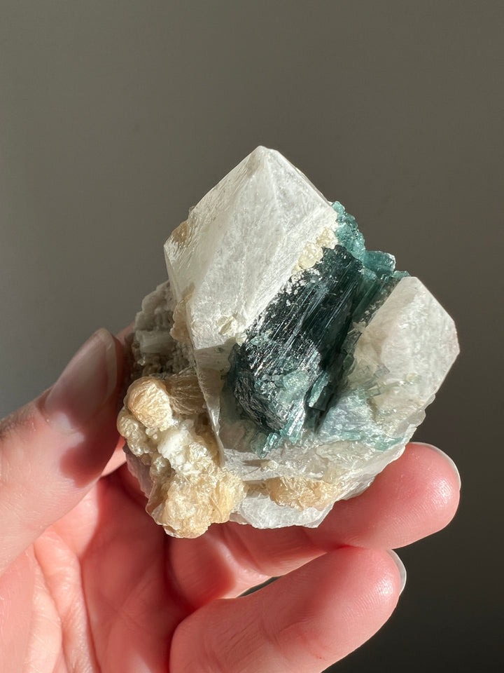 Blue Tourmaline on Quartz Cluster