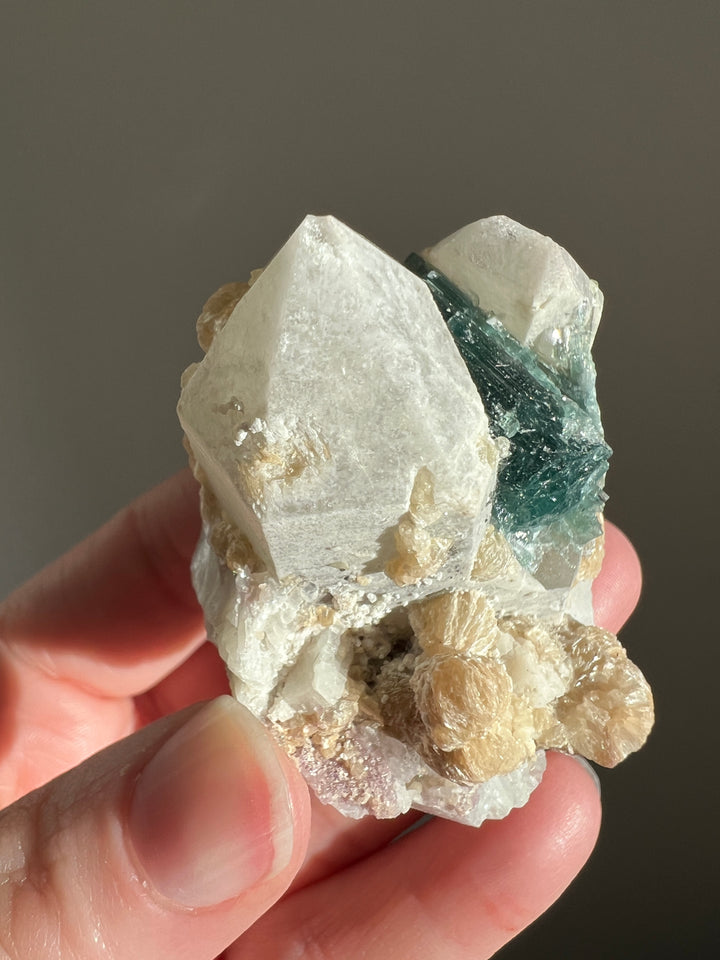 Blue Tourmaline on Quartz Cluster