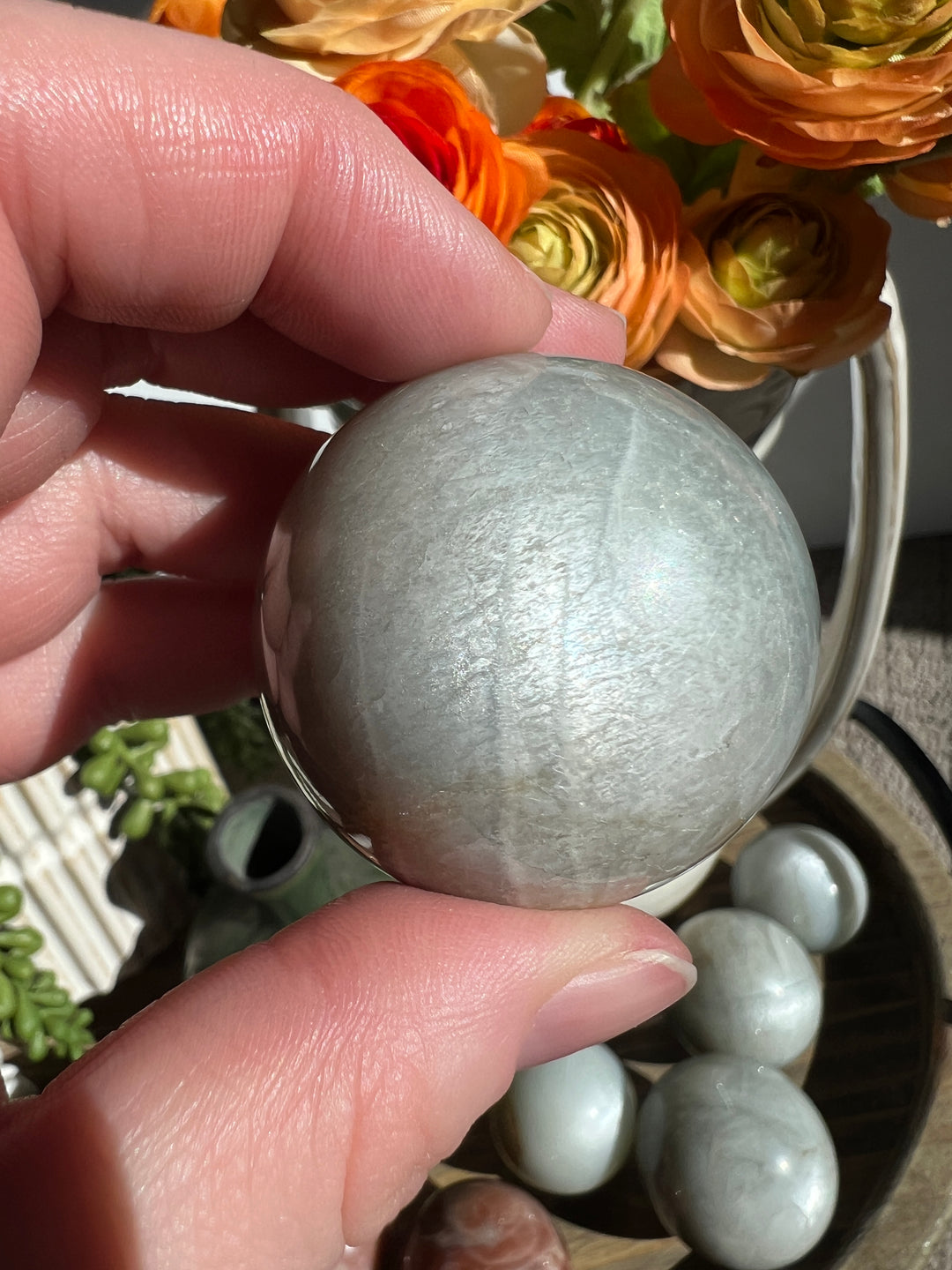 Silver Flash Moonstone Sphere | 43mm (11)