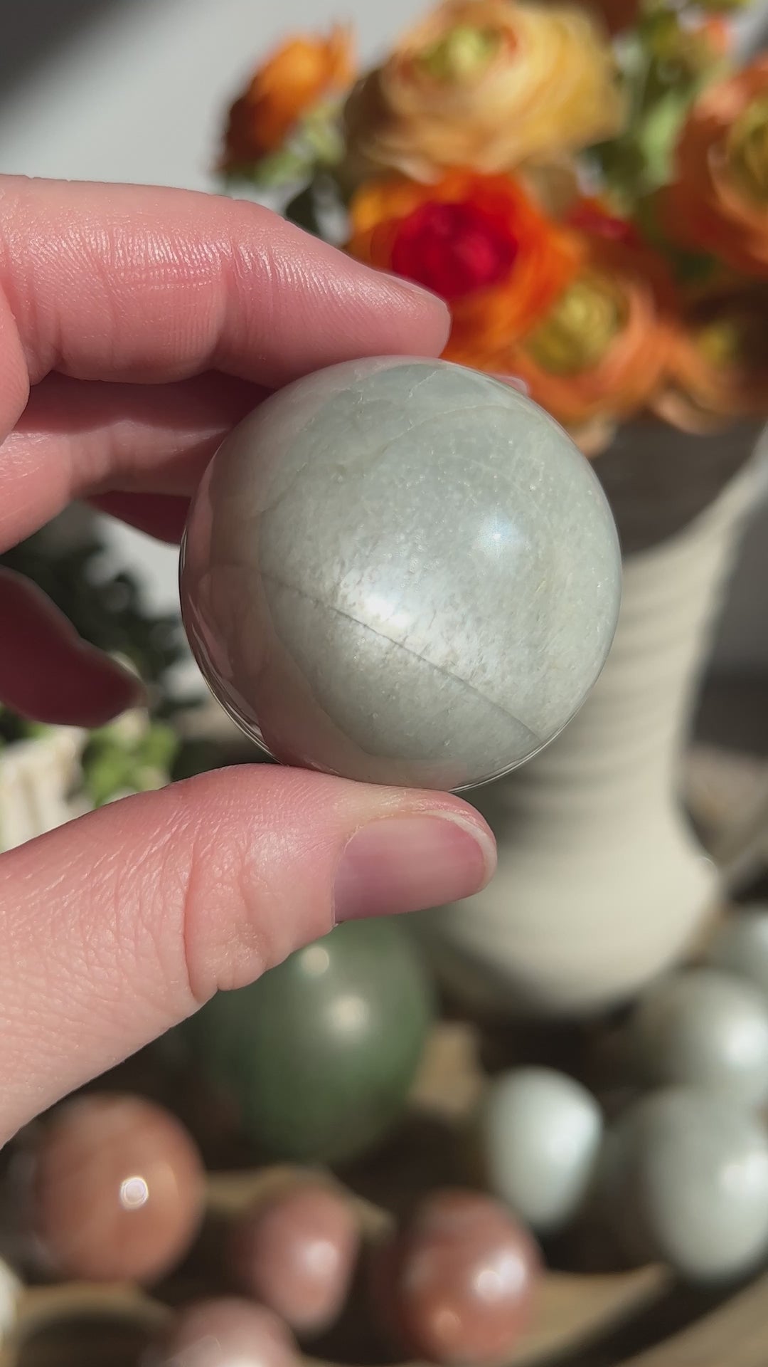 Silver Flash Moonstone Sphere | 41mm (2)