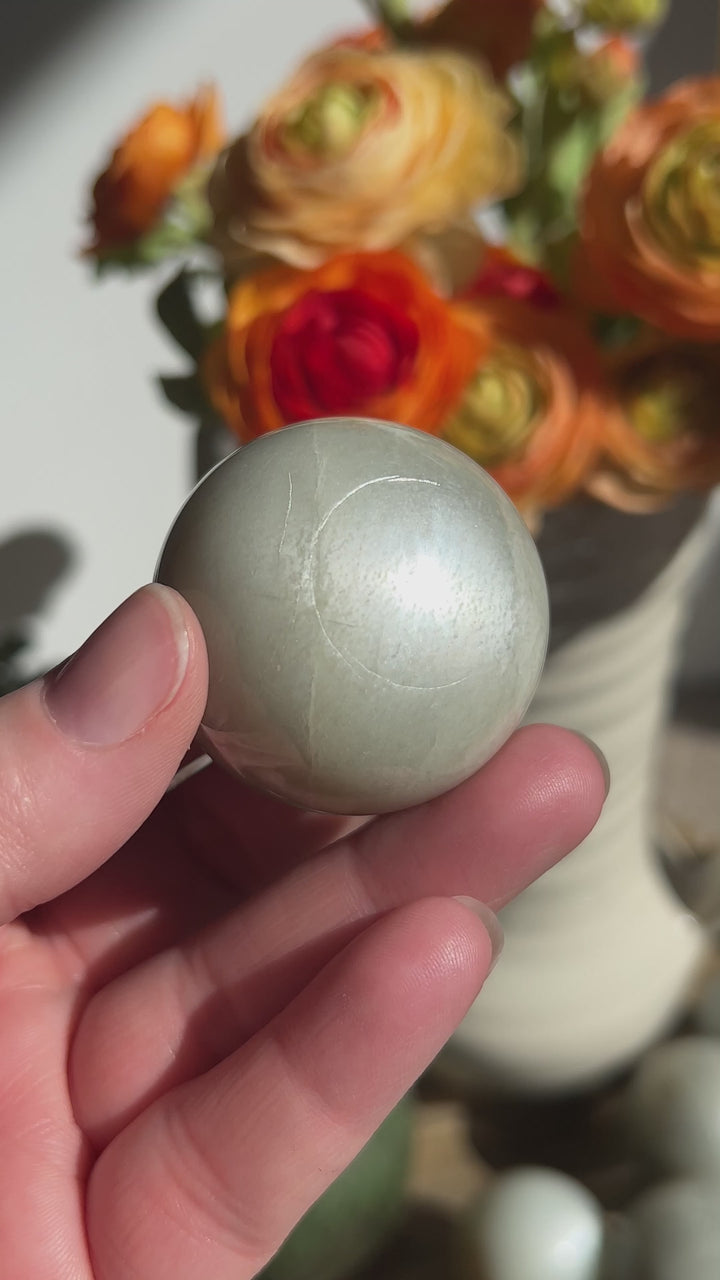 Silver Flash Moonstone Sphere | 40mm (9)