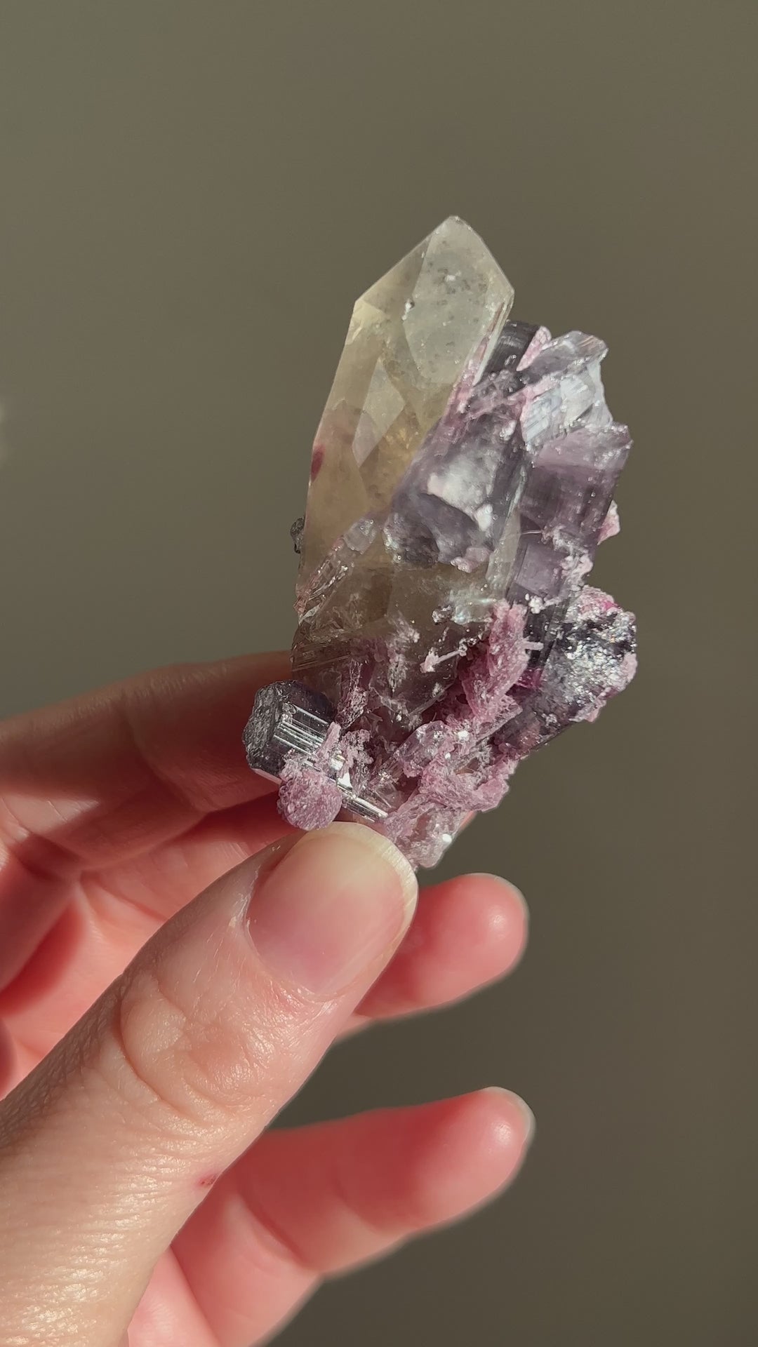 Tourmaline Coated Citrine with Lepidolite (5)