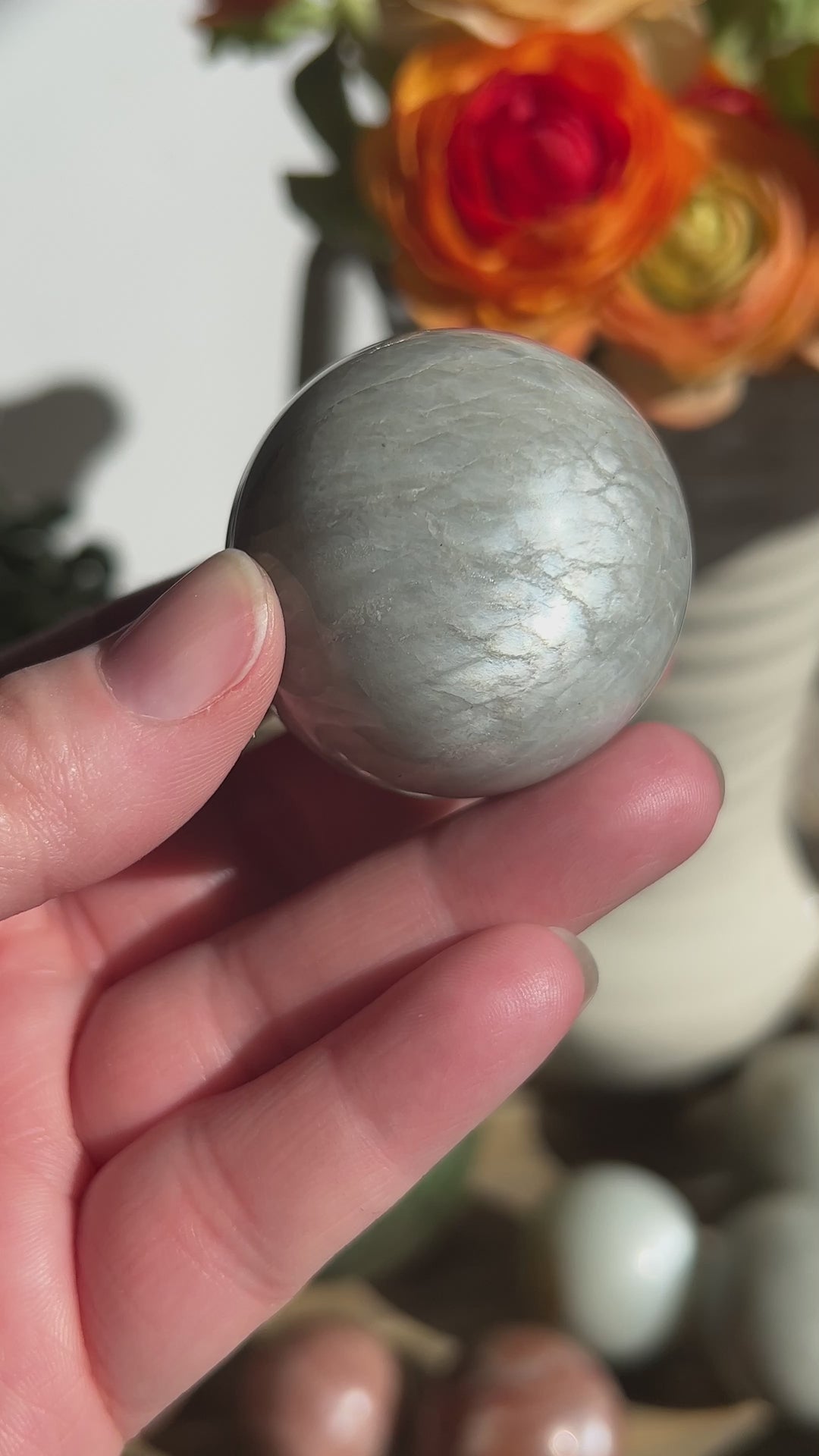 Silver Flash Moonstone Sphere | 42mm (10)