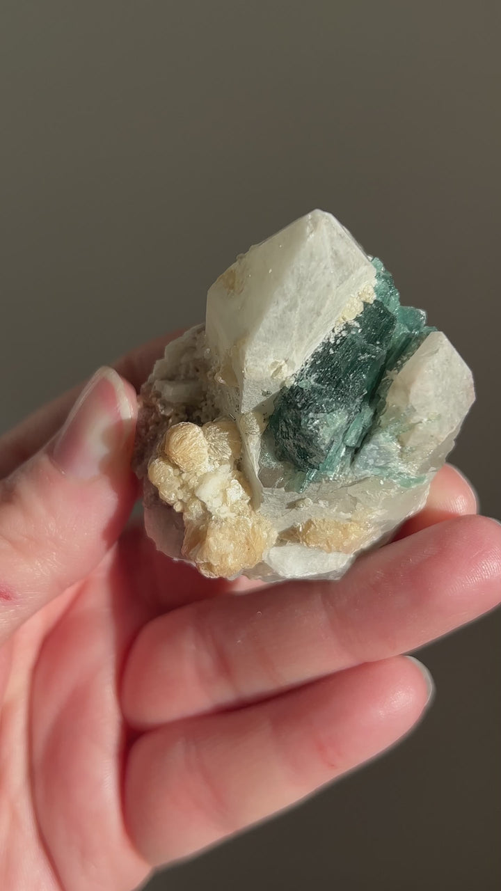 Blue Tourmaline on Quartz Cluster